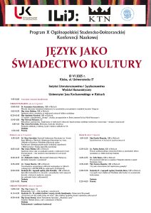 Program konfrencji Jezyk jako swiadectwo kultury
