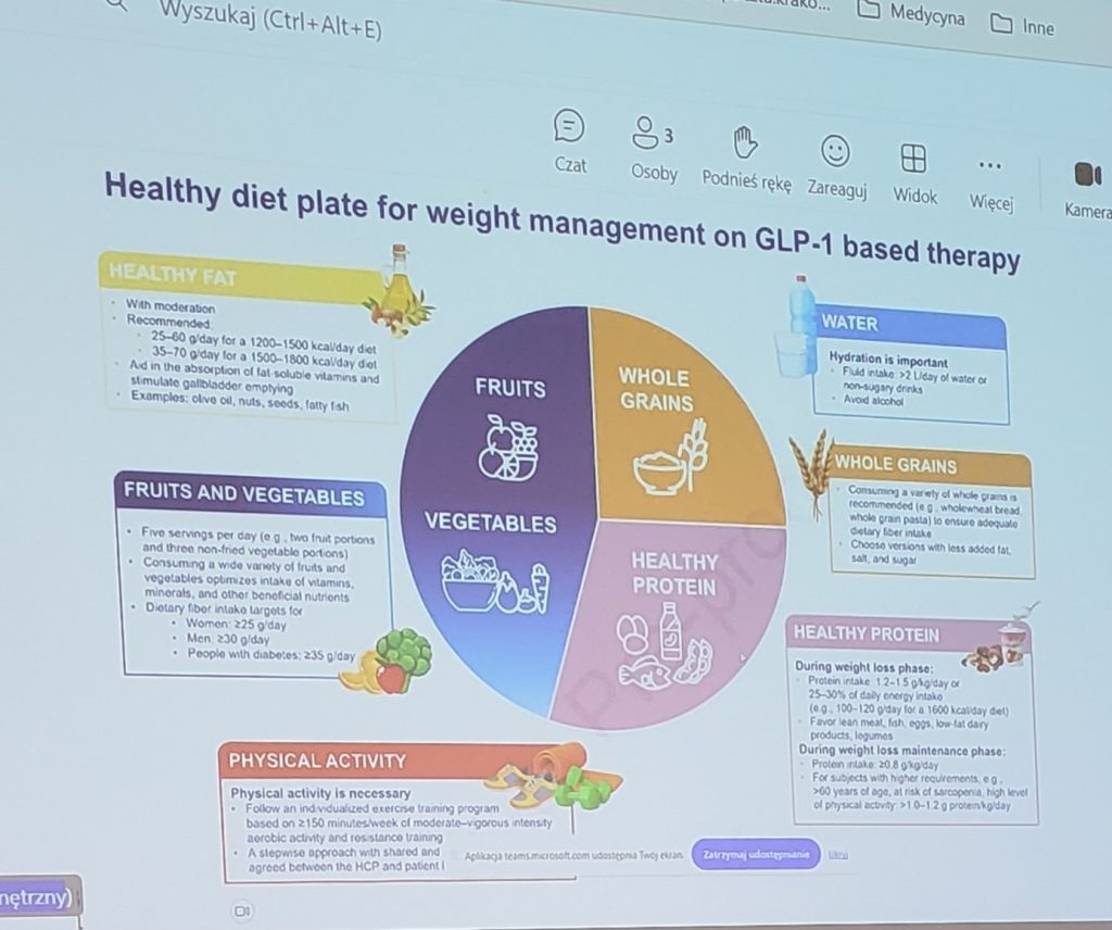 Na zdjęciu widać slajd z prezentacji szkoleniowej dotyczącej zdrowego żywienia
