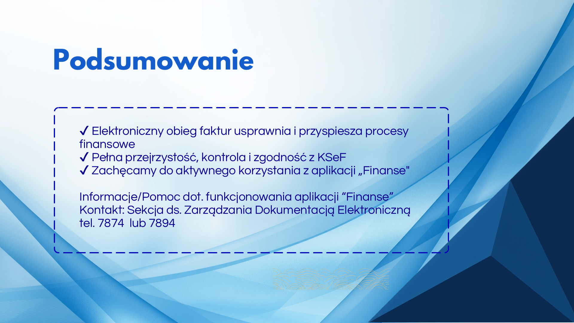 Obsługa aplikacji Finanse w systemie EZD, slajd 10